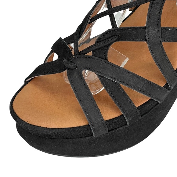 Gentle Souls Joy Black Leather Strappy Womens Wedge Sandals Size 8.5M - Picture 9 of 16
